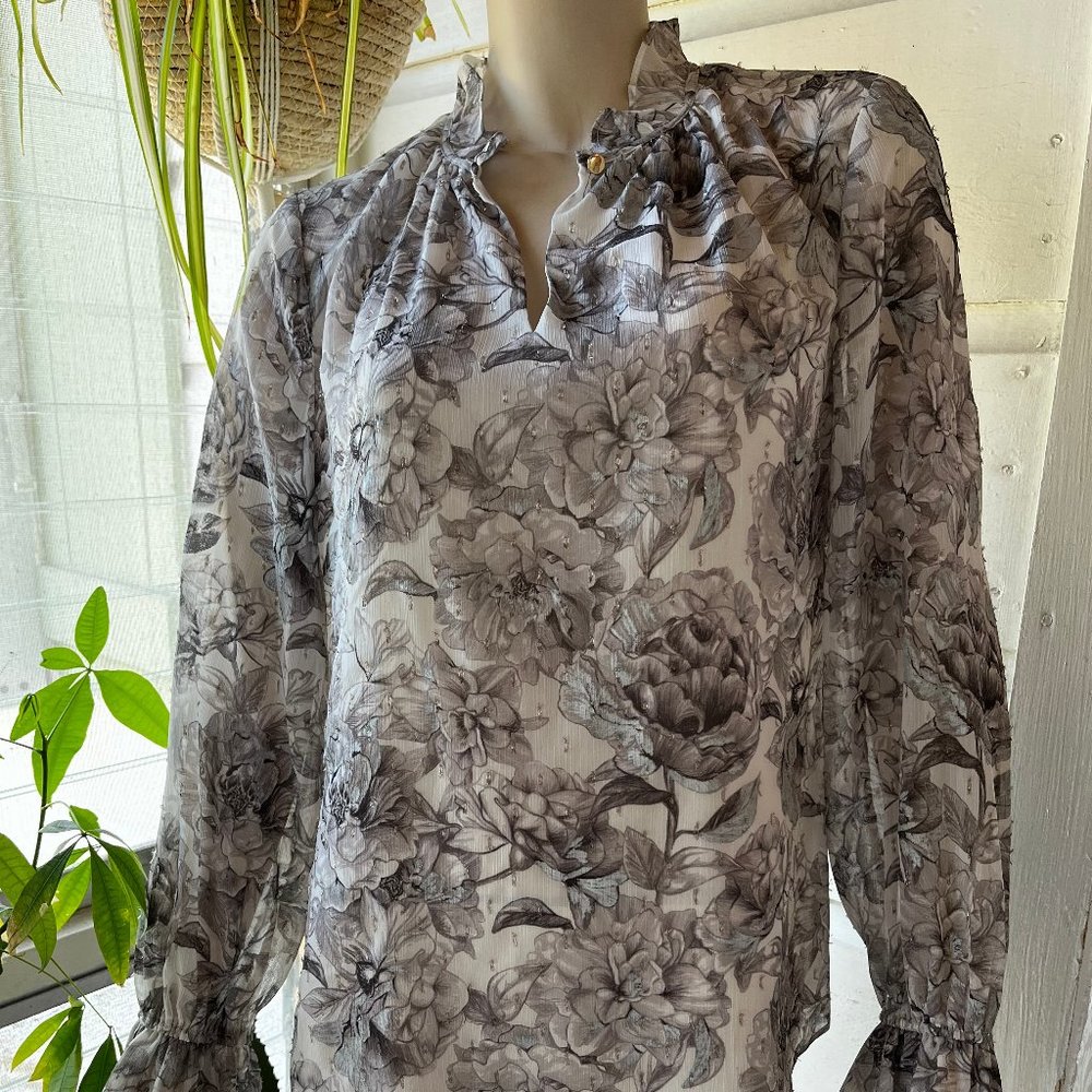 Floral Sheer blouse - WHITE HOUSE BLACK MARKET
